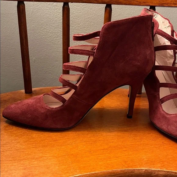 Kate Spade Vero Cuoio burgundy suede ankle-strap High Heel Pumps Size 7 - Picture 3 of 10